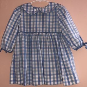 Stitchy Fish 24M Long Sleeve Collard Blue Check Dress
